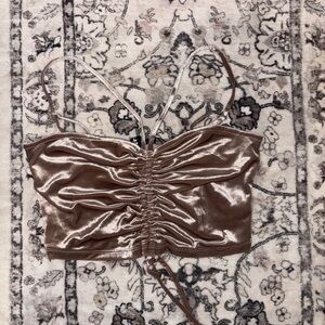 PacSun Shiny Brown Ruched Crop Top